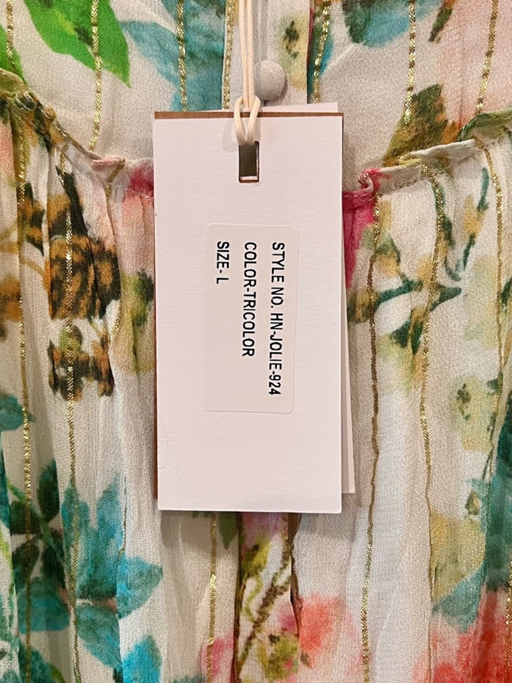 NWT HEMANT & NANDITA Tricolor “Jolie” Floral Maxi Dress - L - Picture 7 of 10